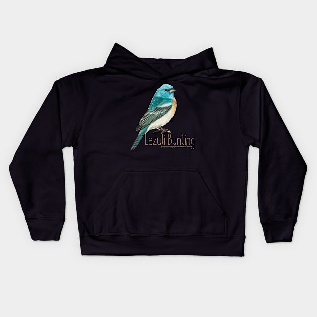 Bird - Lazuli Bunting - birdwatching Kids Hoodie by OutfittersAve